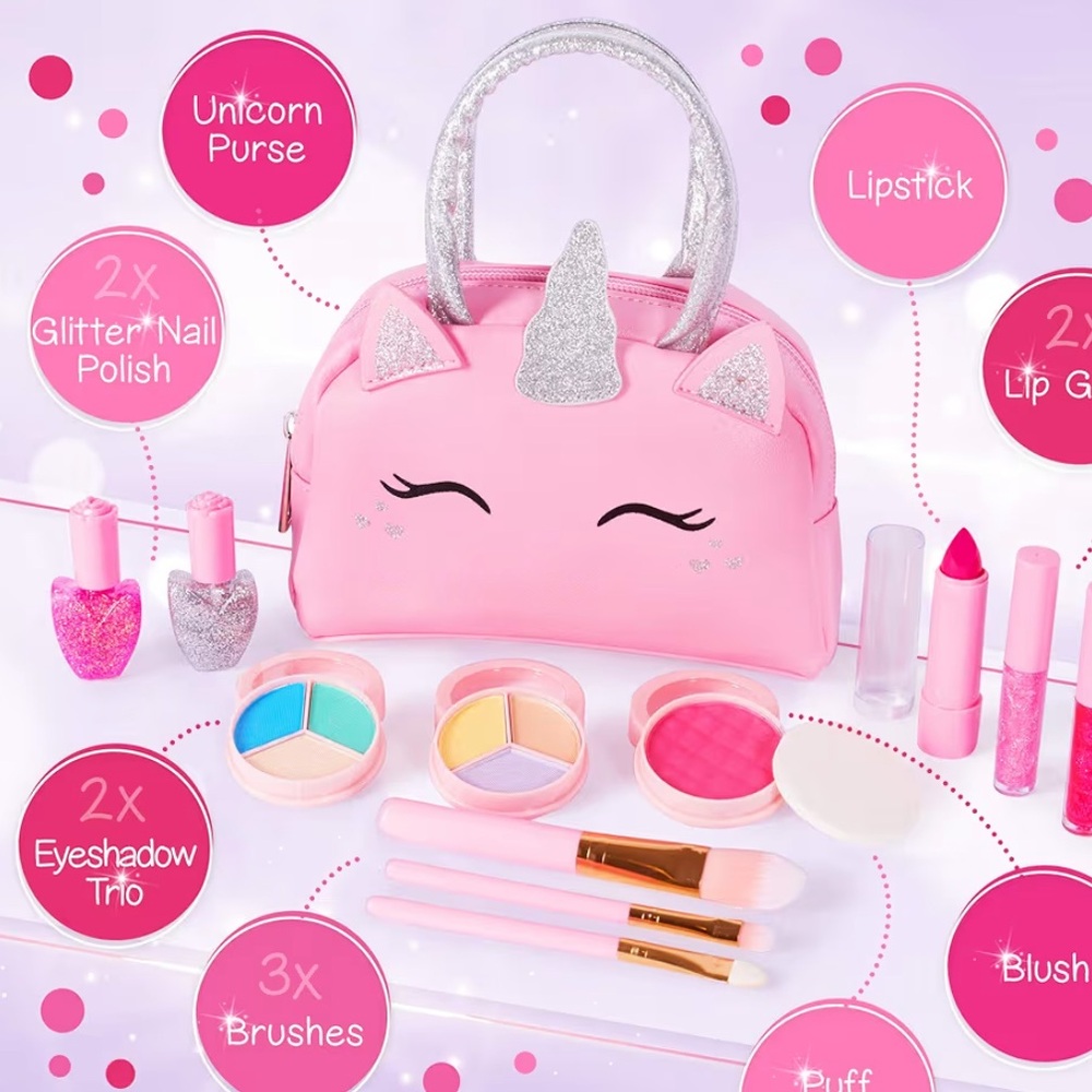 Pink Unicorn Makeup Set with Purse